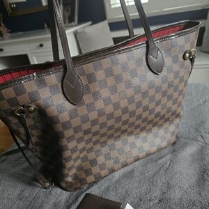 AUTHENTIC LOUIS VUITTON MM DAMIER NEVEFUL Checkered Brown Tote Bag